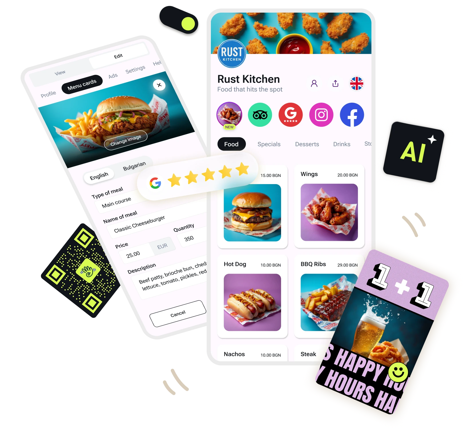 Hayde digital menu showcase