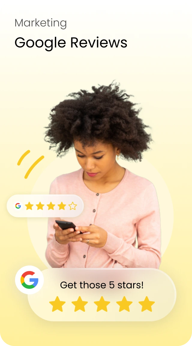 Marketing: Google Reviews — prompt guests for a 5-star Google review