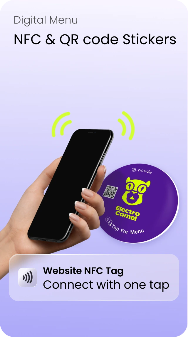 Digital Menu: NFC and QR code stickers — tap a table sticker to open the menu